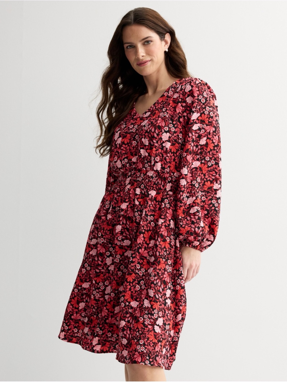 Draper James Red and Pink Floral Midi Dress - Picture 2 of 6